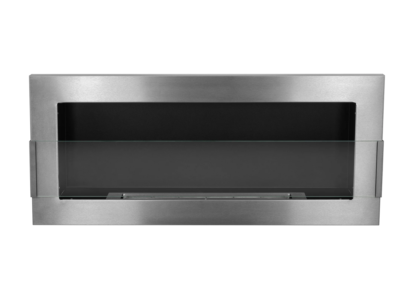 Bio-ethanol wandhaard 90x40 cm RVS inox met glas – moderne sfeerhaard zonder schoorsteen