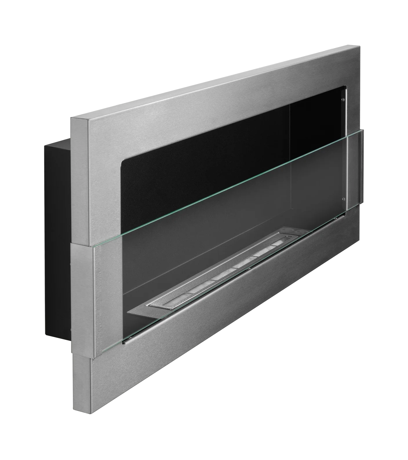 Bio-ethanol wandhaard 90x40 cm RVS inox met glas – moderne sfeerhaard zonder schoorsteen