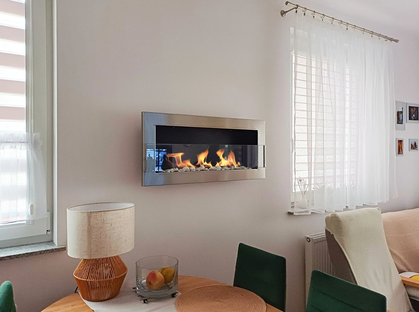 Bio-ethanol wandhaard 90x40 cm RVS inox met glas – moderne sfeerhaard zonder schoorsteen