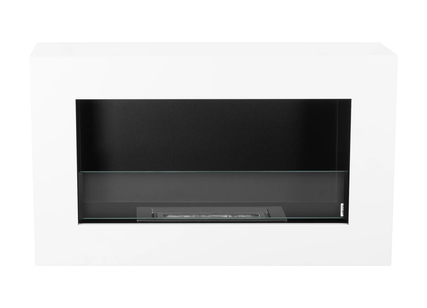 Bio-ethanol wandhaard 65x40 cm box wit mat (structuur) – moderne sfeerhaard zonder schoorsteen