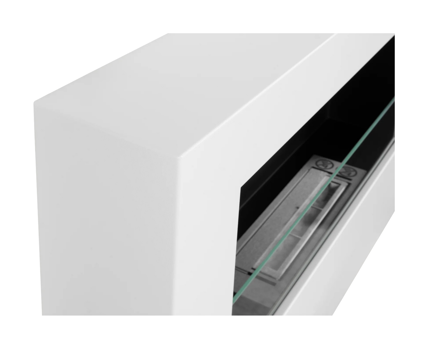 Bio-ethanol wandhaard 65x40 cm box wit mat (structuur) – moderne sfeerhaard zonder schoorsteen