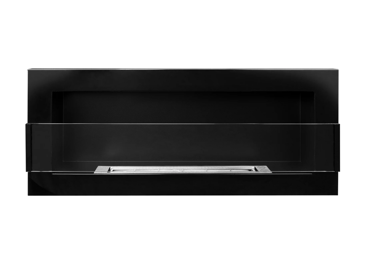 Bio-ethanol wandhaard 900x400 zwart hoogglans met glas – moderne design haard