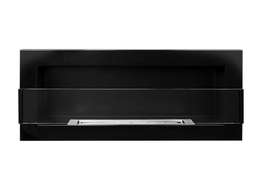 Bio-ethanol wandhaard 900x400 zwart hoogglans met glas – moderne design haard