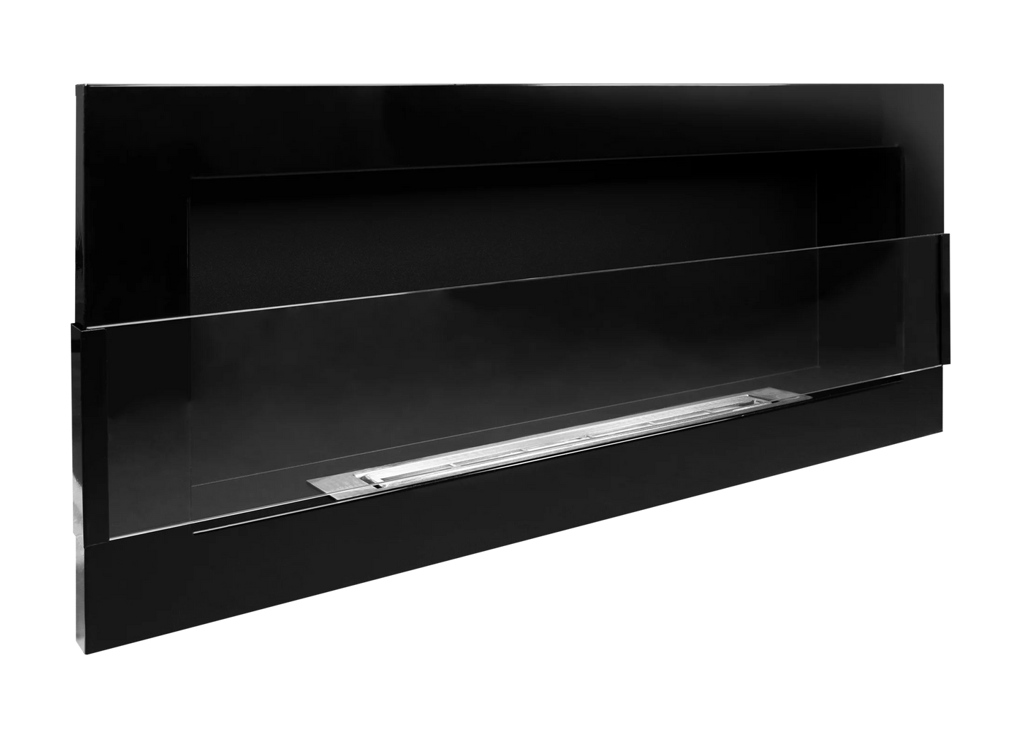 Bio-ethanol wandhaard 900x400 zwart hoogglans met glas – moderne design haard