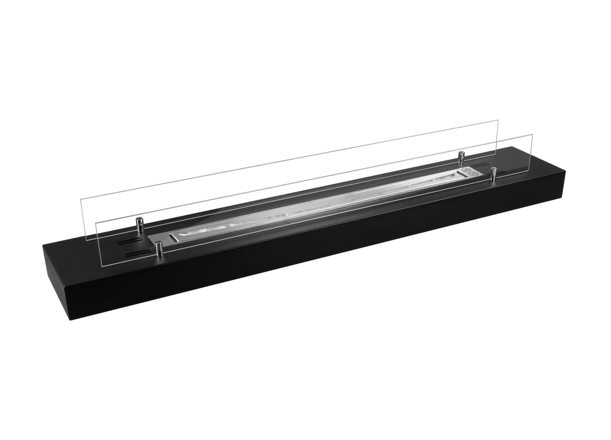 Bio-ethanol Inbouwhaard 120 cm Zwart met Veiligheidsglas – Modern Design