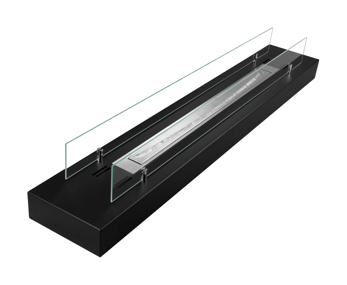 Bio-ethanol Inbouwhaard 120 cm Zwart met Veiligheidsglas – Modern Design
