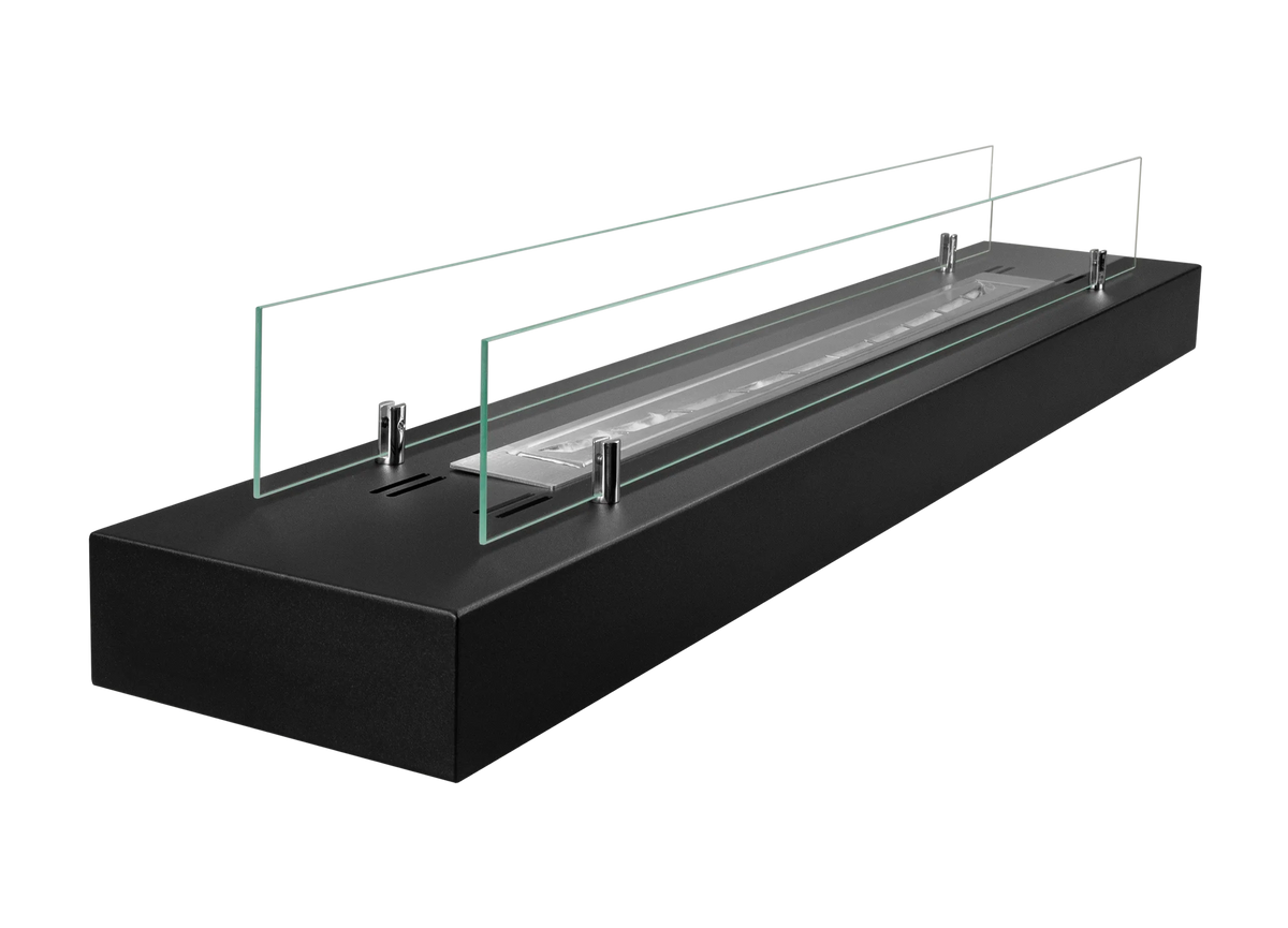 Bio-ethanol Inbouwhaard 120 cm Zwart met Veiligheidsglas – Modern Design