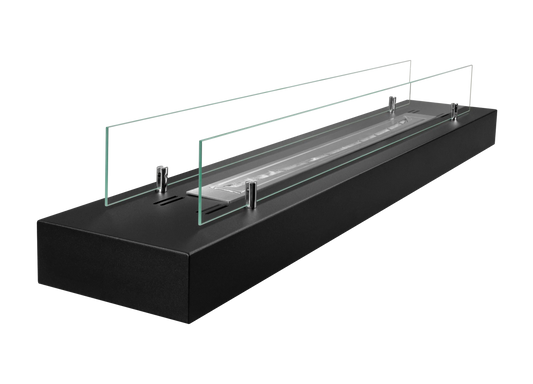 Bio-ethanol Inbouwhaard 120 cm Zwart met Veiligheidsglas – Modern Design