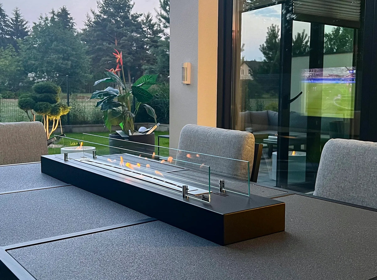 Bio-ethanol Inbouwhaard 120 cm Zwart met Veiligheidsglas – Modern Design
