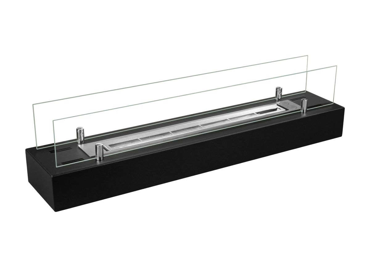 Bio-ethanol Haard 70 cm Zwart Mat met Veiligheidsglas – Vrijstaand