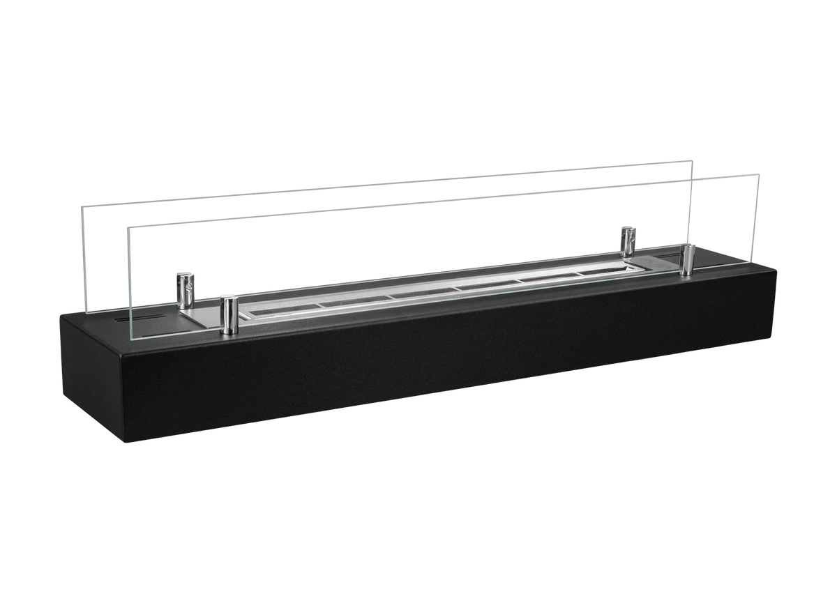 Bio-ethanol Haard 70 cm Zwart Mat met Veiligheidsglas – Vrijstaand
