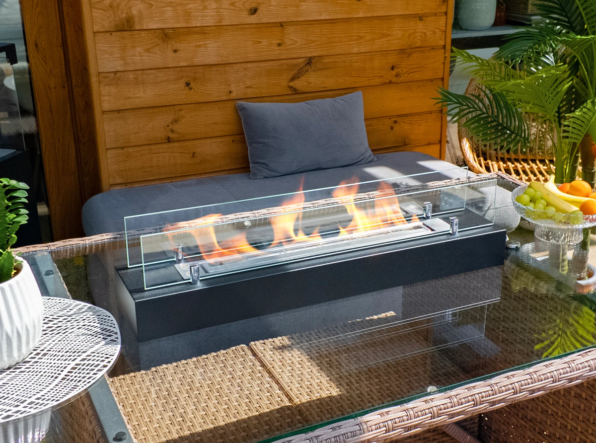 Bio-ethanol Haard 70 cm Zwart Mat met Veiligheidsglas – Vrijstaand