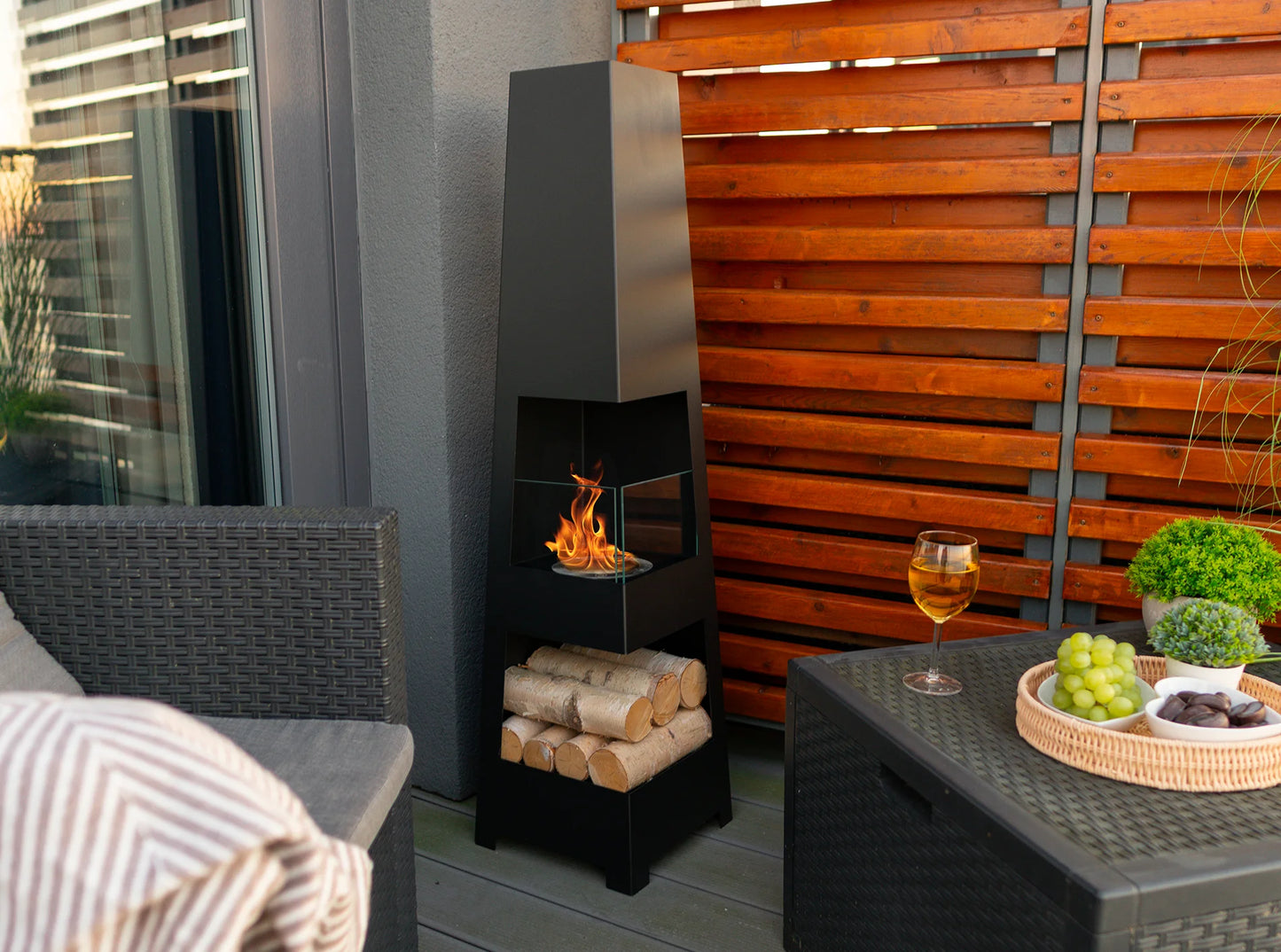 Bio ethanol haard Pyramid Garden zwart – sfeerhaard voor tuin en terras