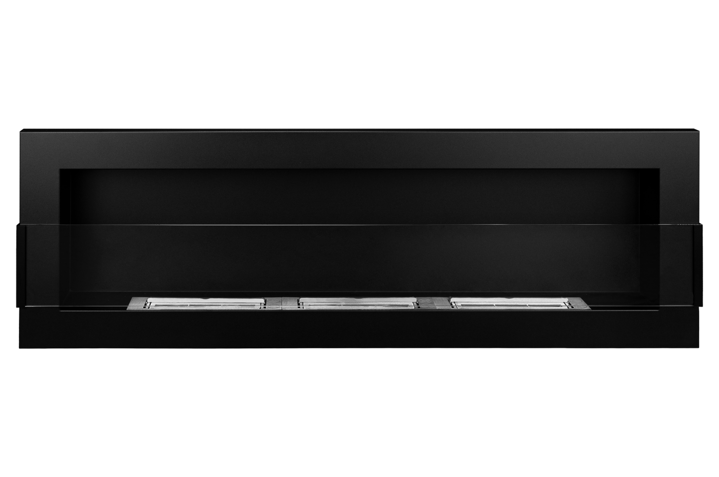 Bioethanol-Wandkamin BOX 1200x400 – Schwarz Matt mit Glas | Luxuriöser Design-Kamin ohne Schornstein