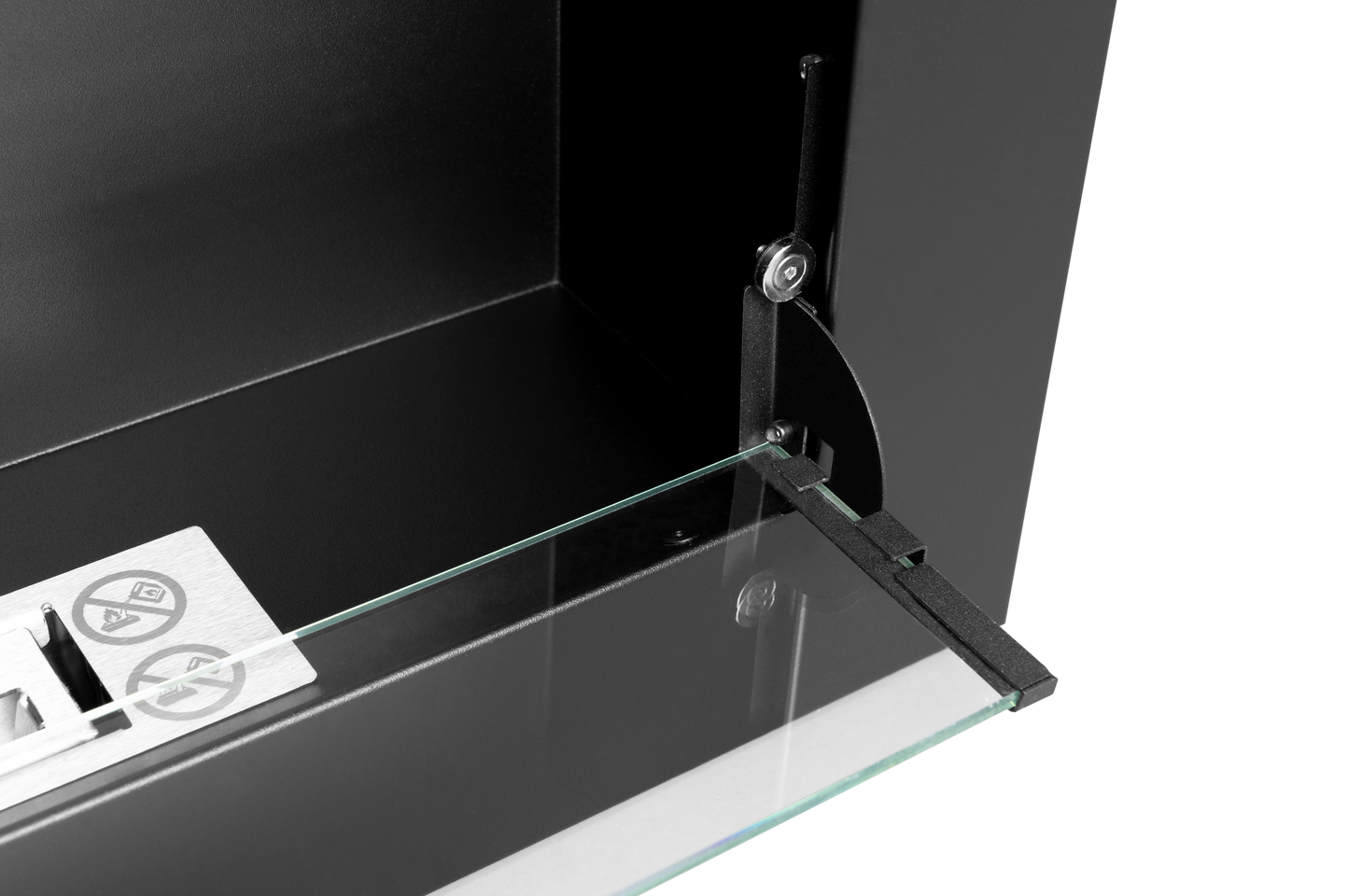 Bioethanol-Wandkamin BOX 900x400 – Schwarz Matt mit Glas | Moderner Design-Kamin ohne Schornstein