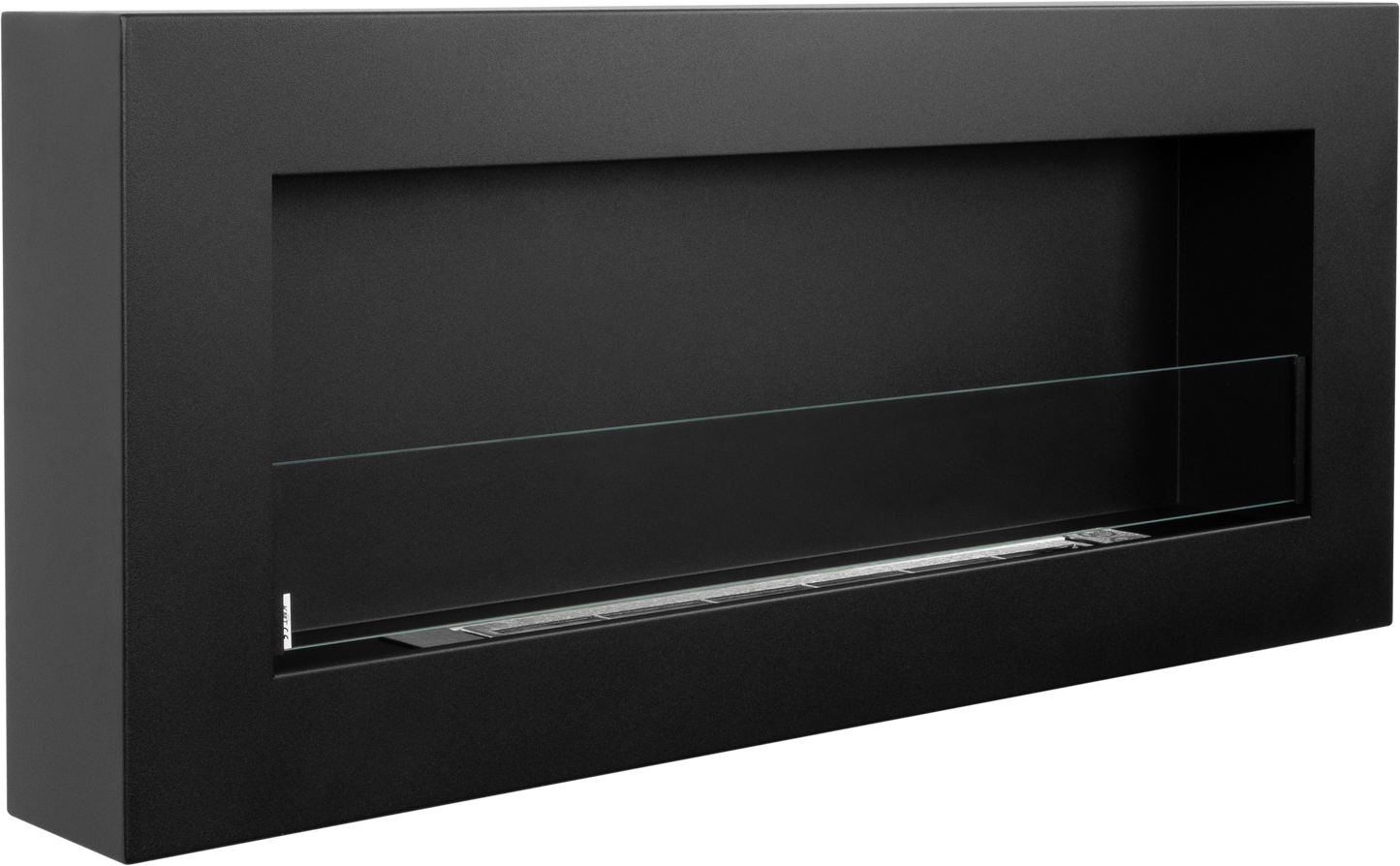 Bioethanol-Wandkamin BOX 900x400 – Schwarz Matt mit Glas | Moderner Design-Kamin ohne Schornstein
