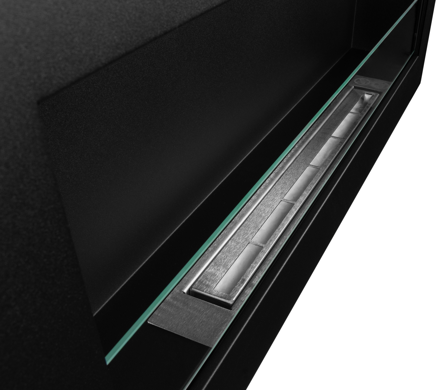 Bioethanol-Wandkamin BOX 900x400 – Schwarz Matt mit Glas | Moderner Design-Kamin ohne Schornstein