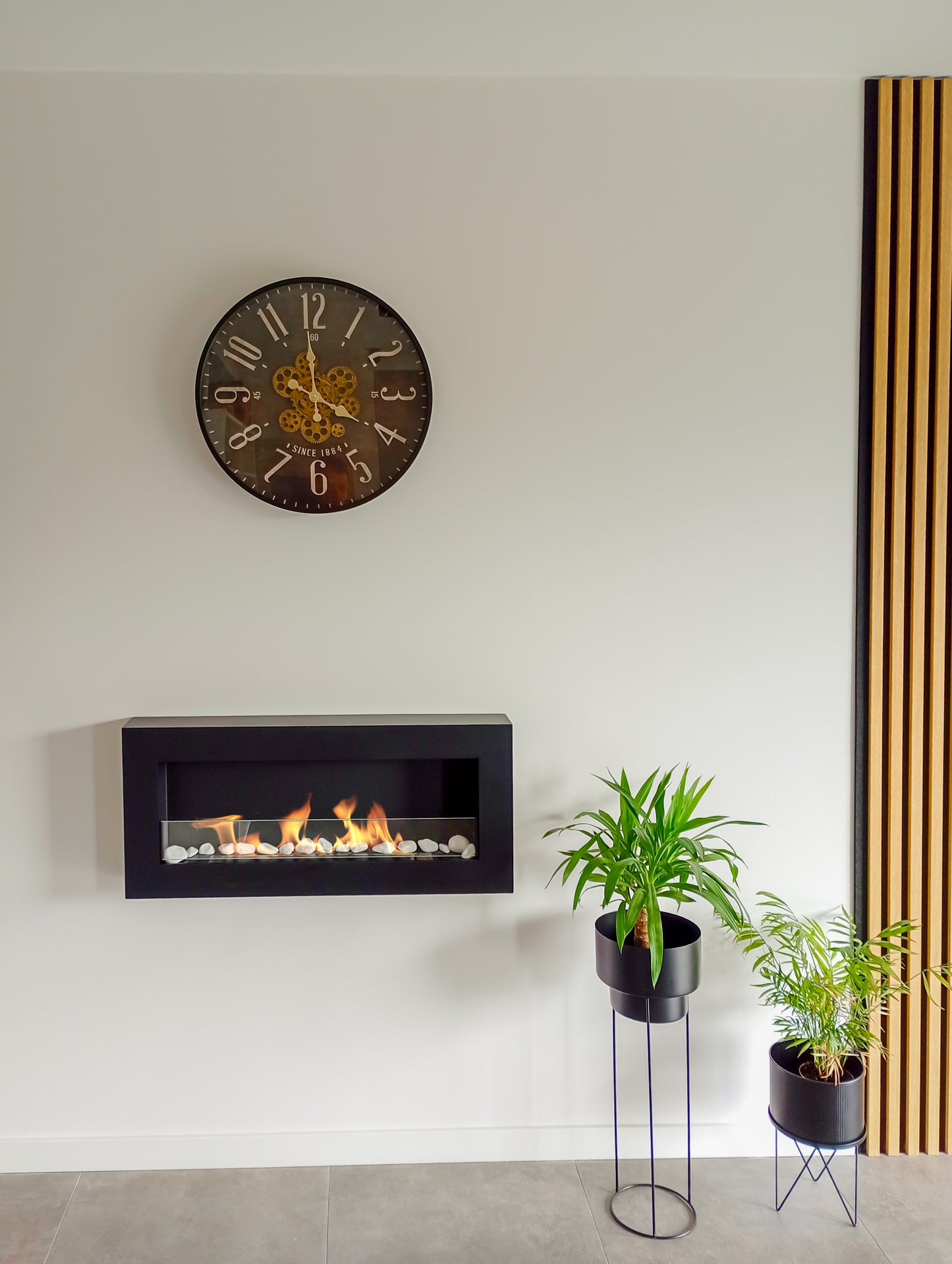 Bioethanol-Wandkamin BOX 900x400 – Schwarz Matt mit Glas | Moderner Design-Kamin ohne Schornstein
