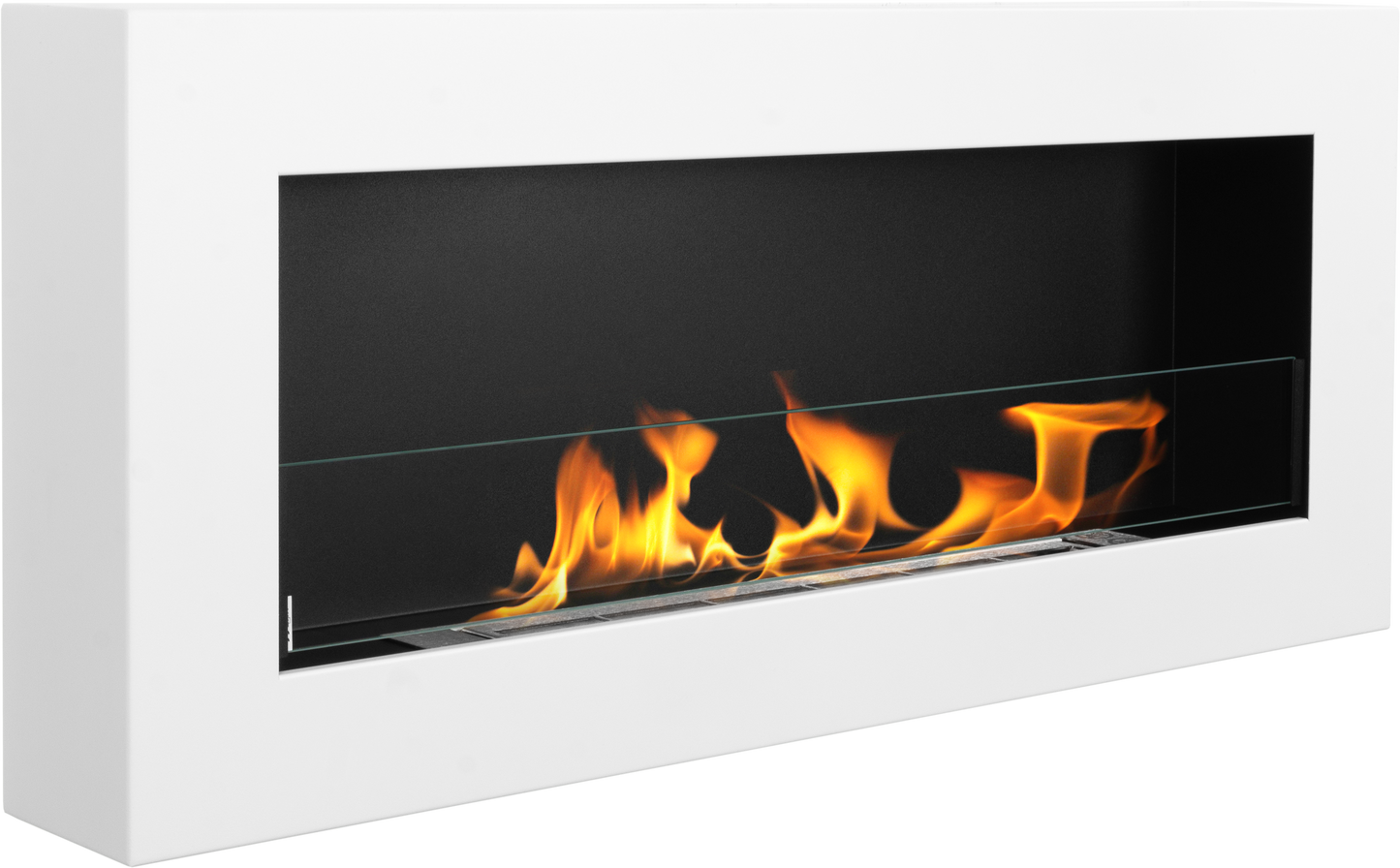 Bio Ethanol Wandhaard BOX 900x400 – Wit Mat met Glas | Moderne Design Haard Zonder Schoorsteen