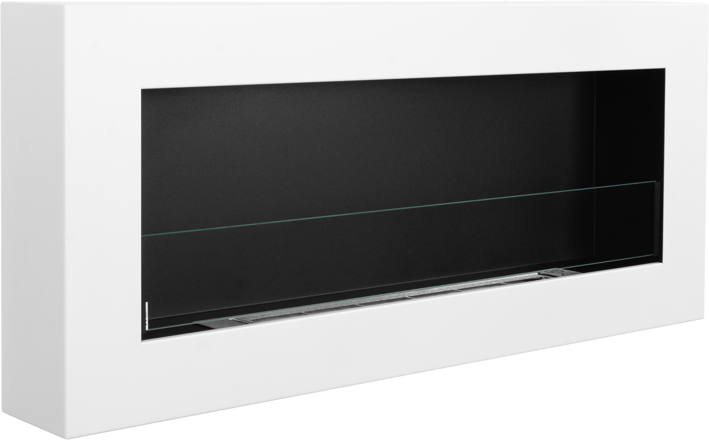 Bio Ethanol Wandhaard BOX 900x400 – Wit Mat met Glas | Moderne Design Haard Zonder Schoorsteen