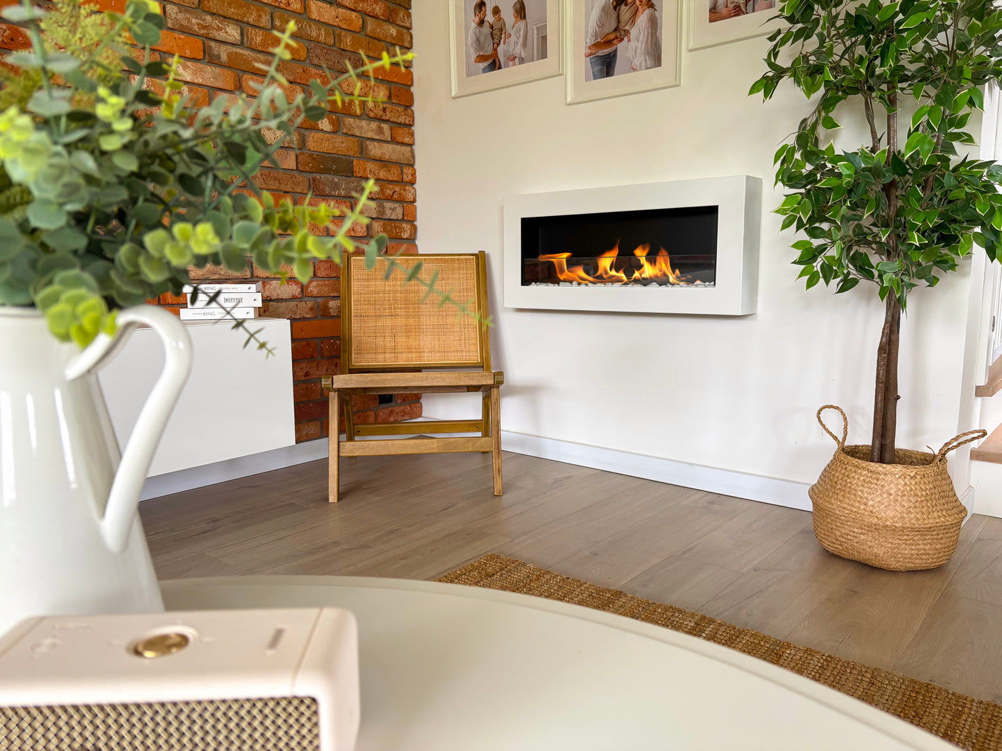 Bio Ethanol Wandhaard BOX 900x400 – Wit Mat met Glas | Moderne Design Haard Zonder Schoorsteen