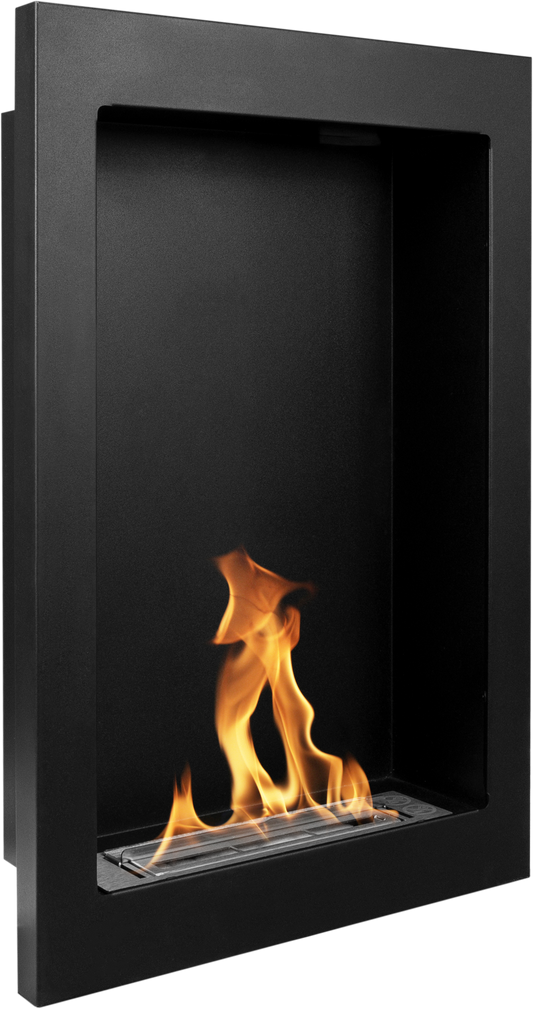 Bio Ethanol Wandkamin Vertikal – Schwarz Matt | Moderner Hängekamin Ohne Schornstein