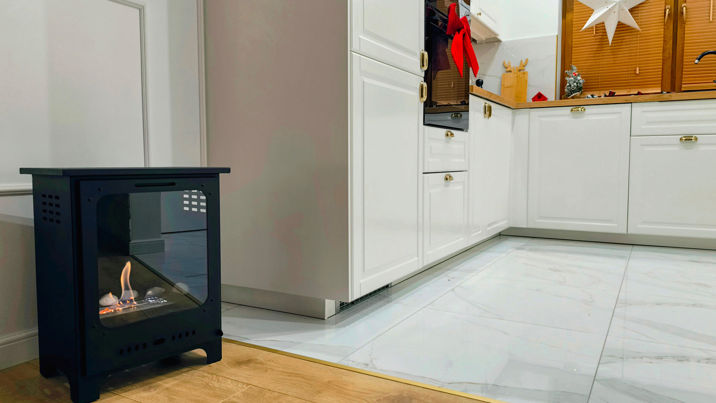 Bioethanol-Kamin Koza Mini schwarz – Dekokamin mit Glas