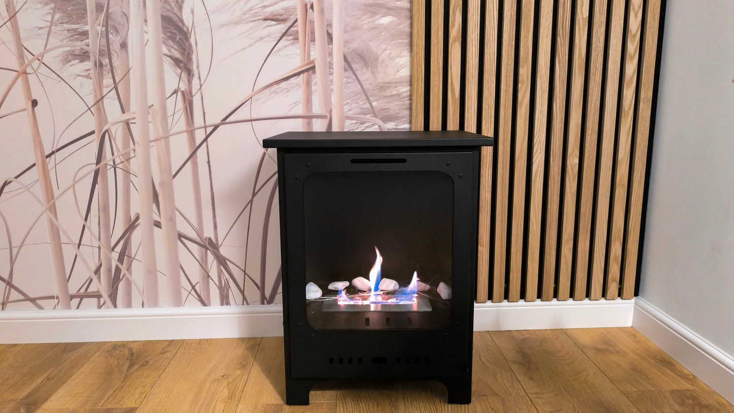 Bioethanol-Kamin Koza Mini schwarz – Dekokamin mit Glas