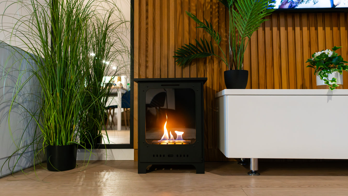 Bioethanol-Kamin Koza Mini schwarz – Dekokamin mit Glas