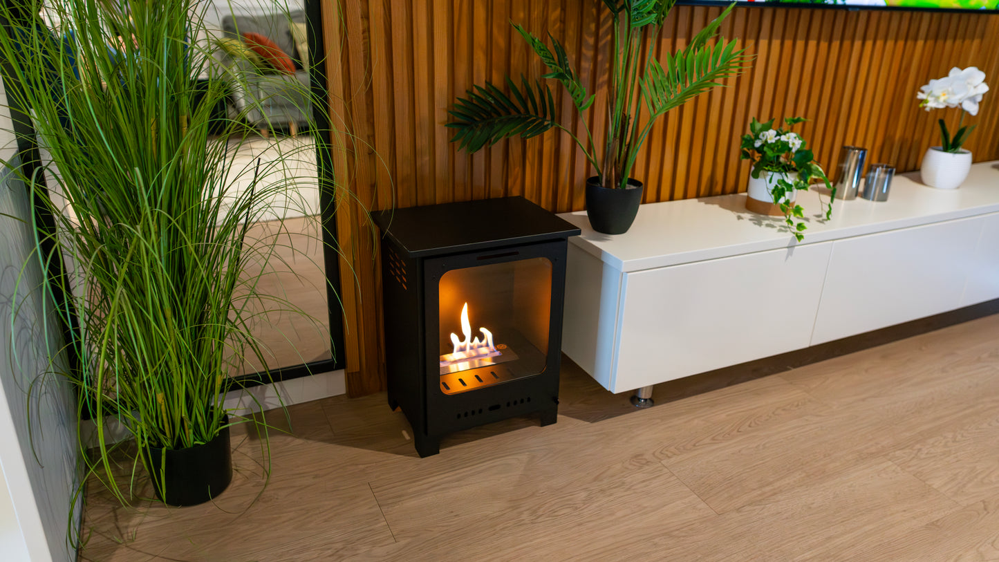 Bioethanol-Kamin Koza Mini schwarz – Dekokamin mit Glas