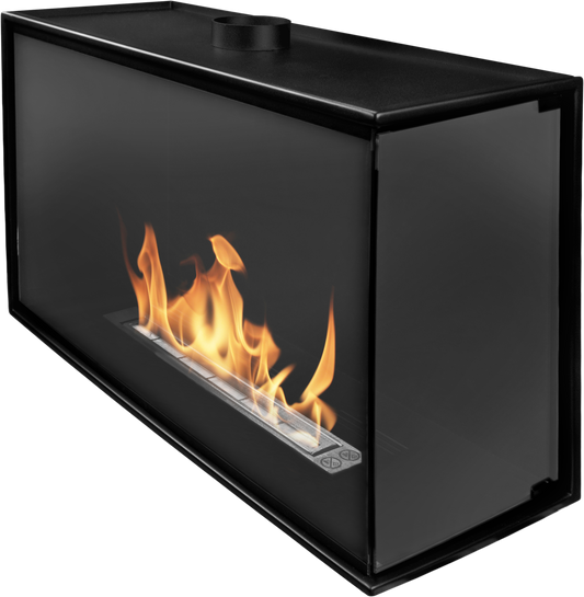 Bioethanol-Eckkamin rechts – Einbauvariante schwarz matt im modernen Design