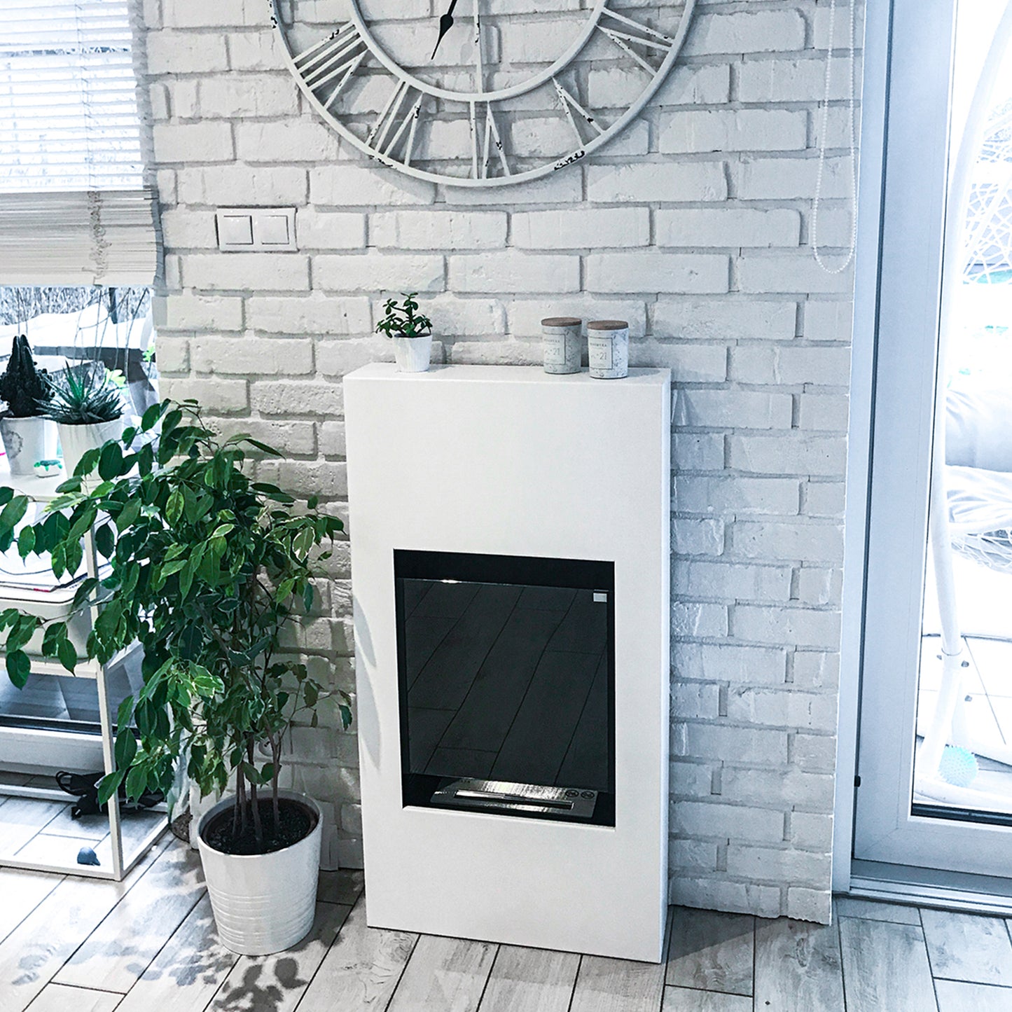 Bioethanol-Standkamin Modern mit Glas – Portaldesign Schwarz