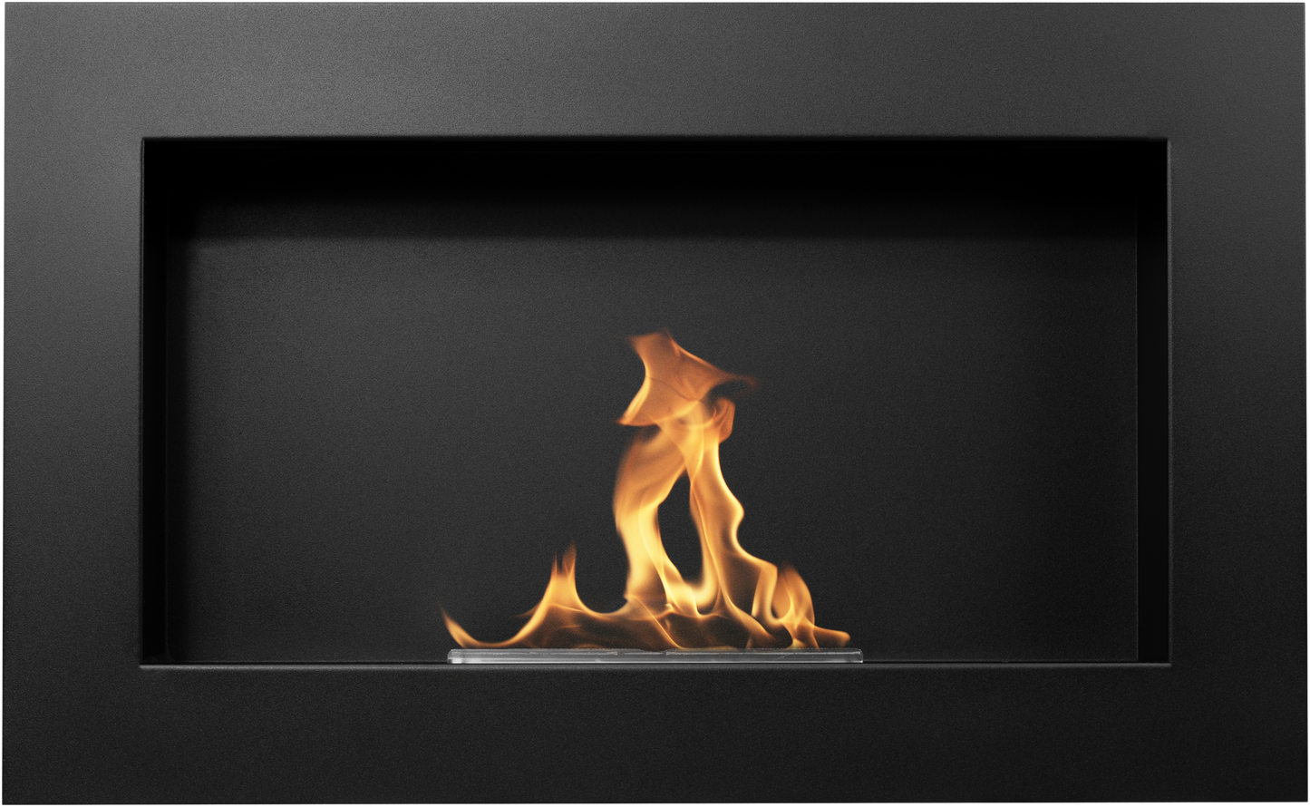 Bioethanol-Wandkamin 650x400 schwarz matt – moderner Kamin ohne Schornstein