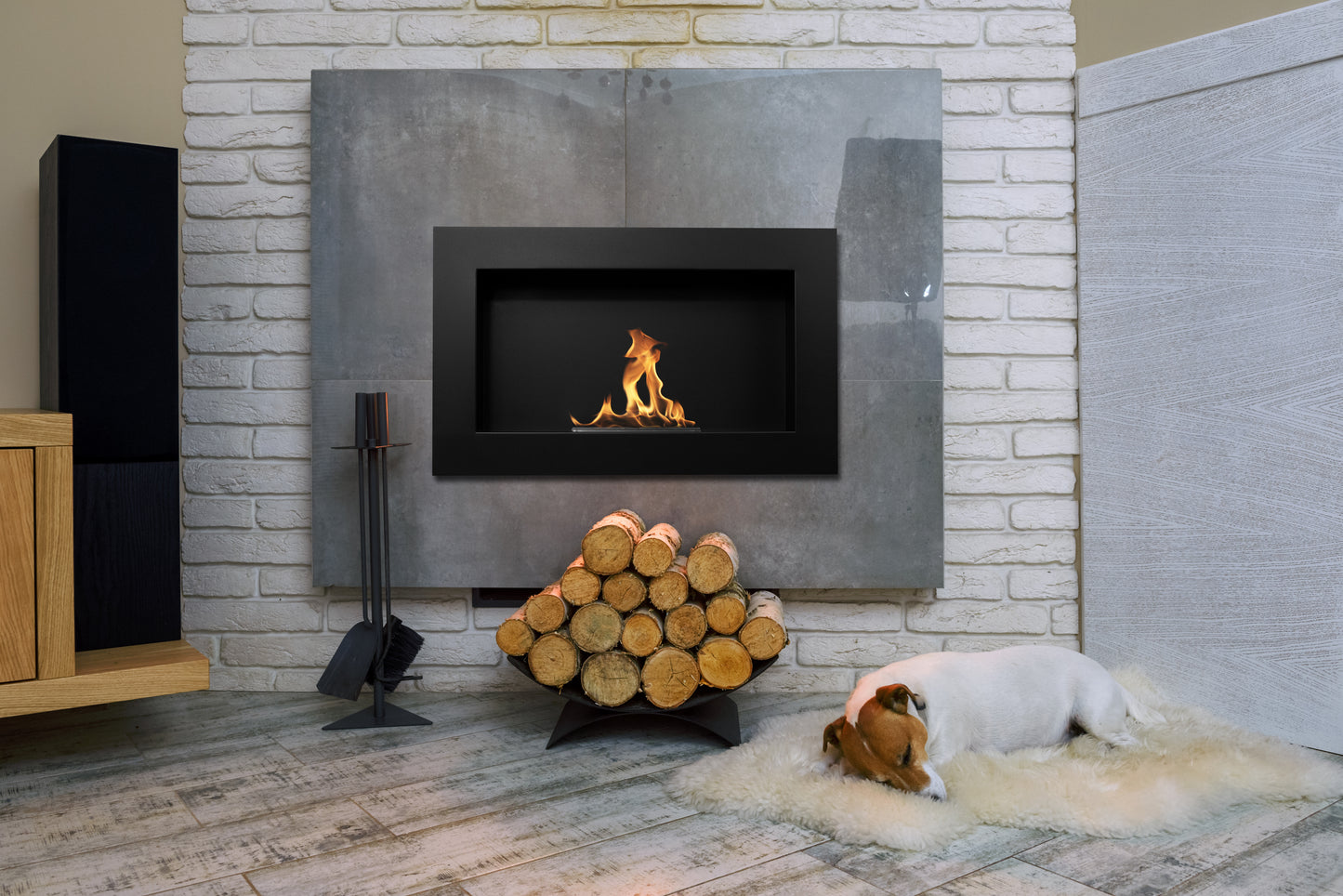 Bioethanol-Wandkamin 650x400 schwarz matt – moderner Kamin ohne Schornstein