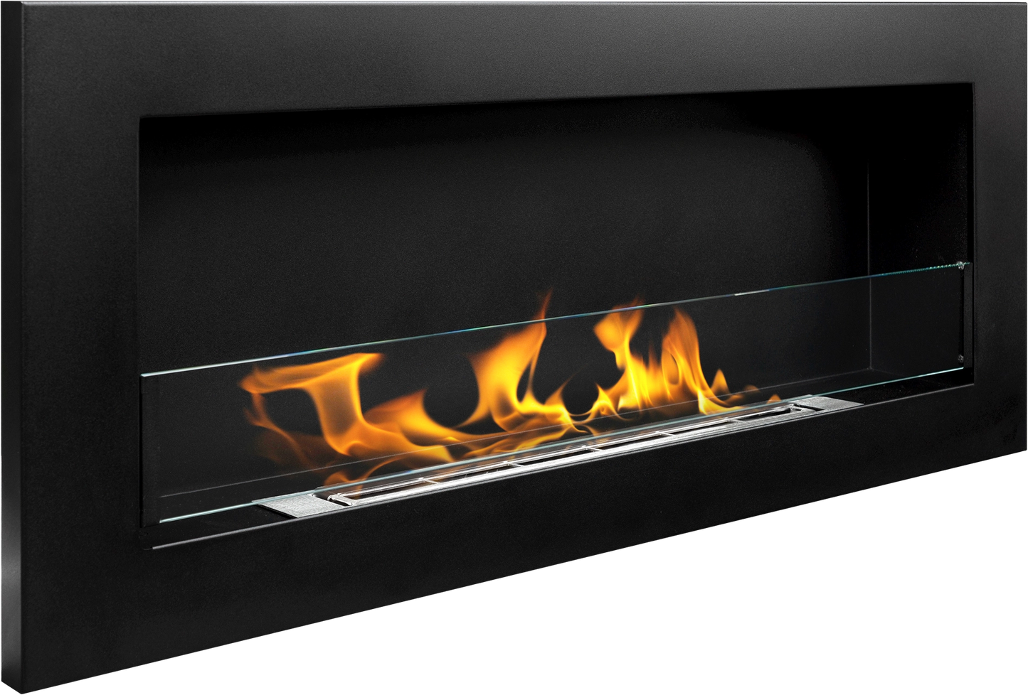 Bioethanol-Wandkamin 650x400 Slim schwarz mit Glas – moderner Kamin ohne Schornstein