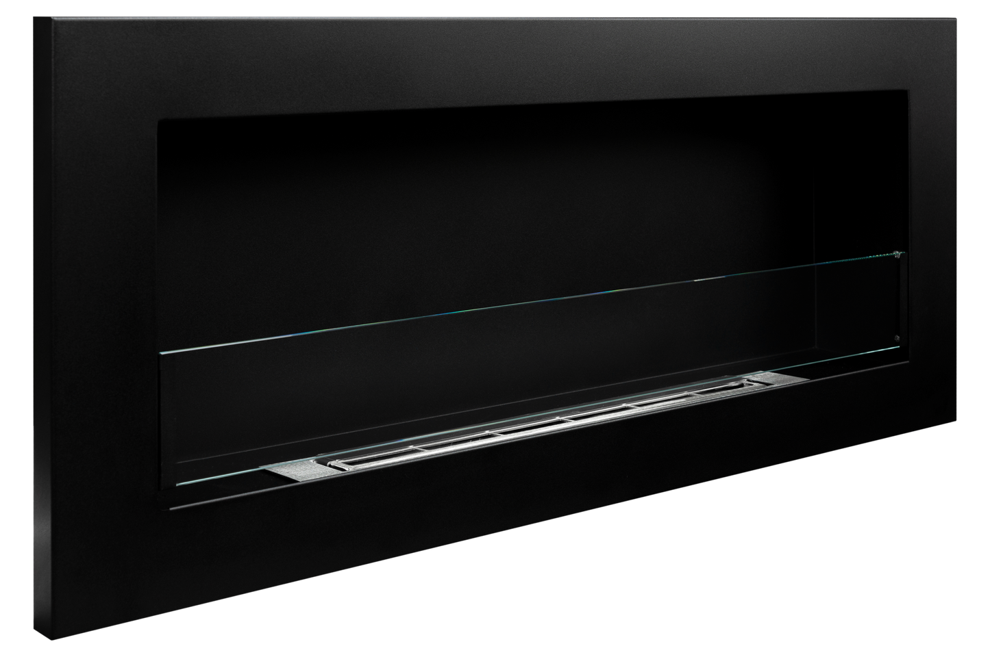 Bioethanol-Wandkamin 650x400 Slim schwarz mit Glas – moderner Kamin ohne Schornstein