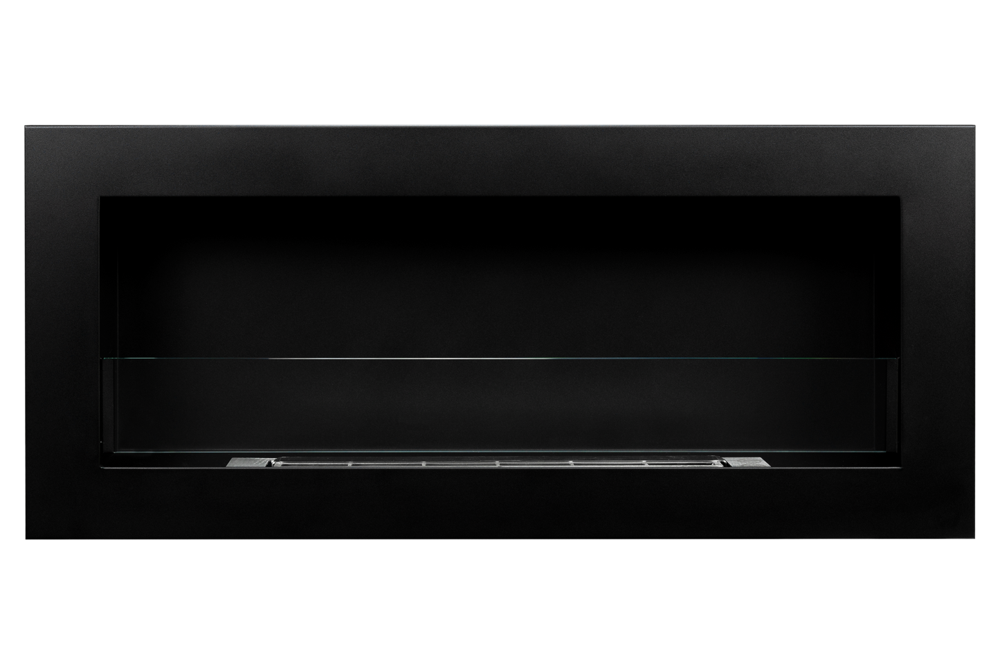 Bioethanol-Wandkamin 650x400 Slim schwarz mit Glas – moderner Kamin ohne Schornstein