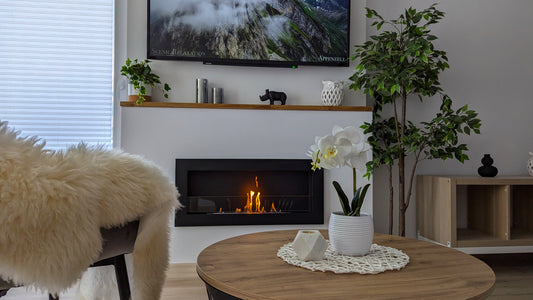 Bioethanol-Wandkamin 650x400 Slim schwarz mit Glas – moderner Kamin ohne Schornstein