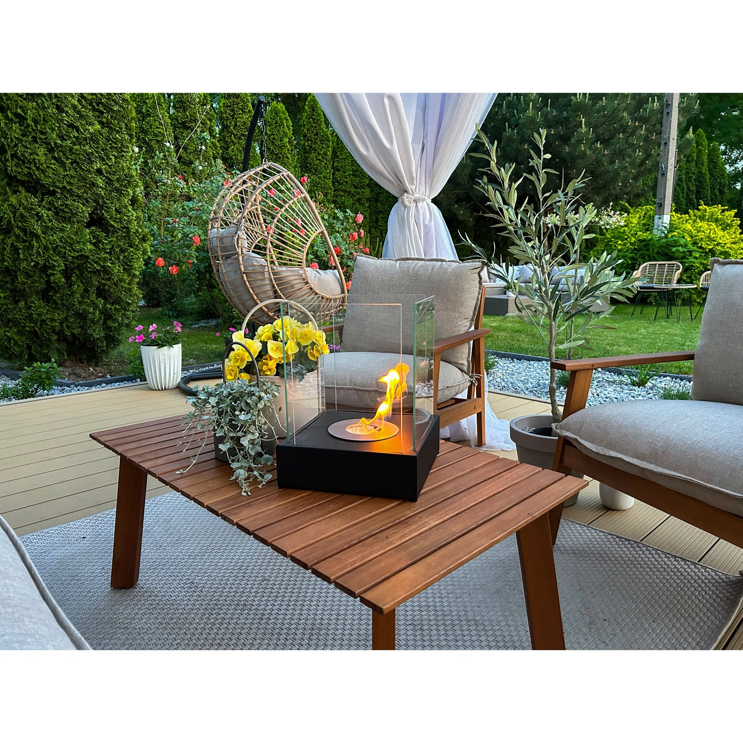 Bio ethanol haard Sunset Garden Mini zwart – compacte sfeerhaard