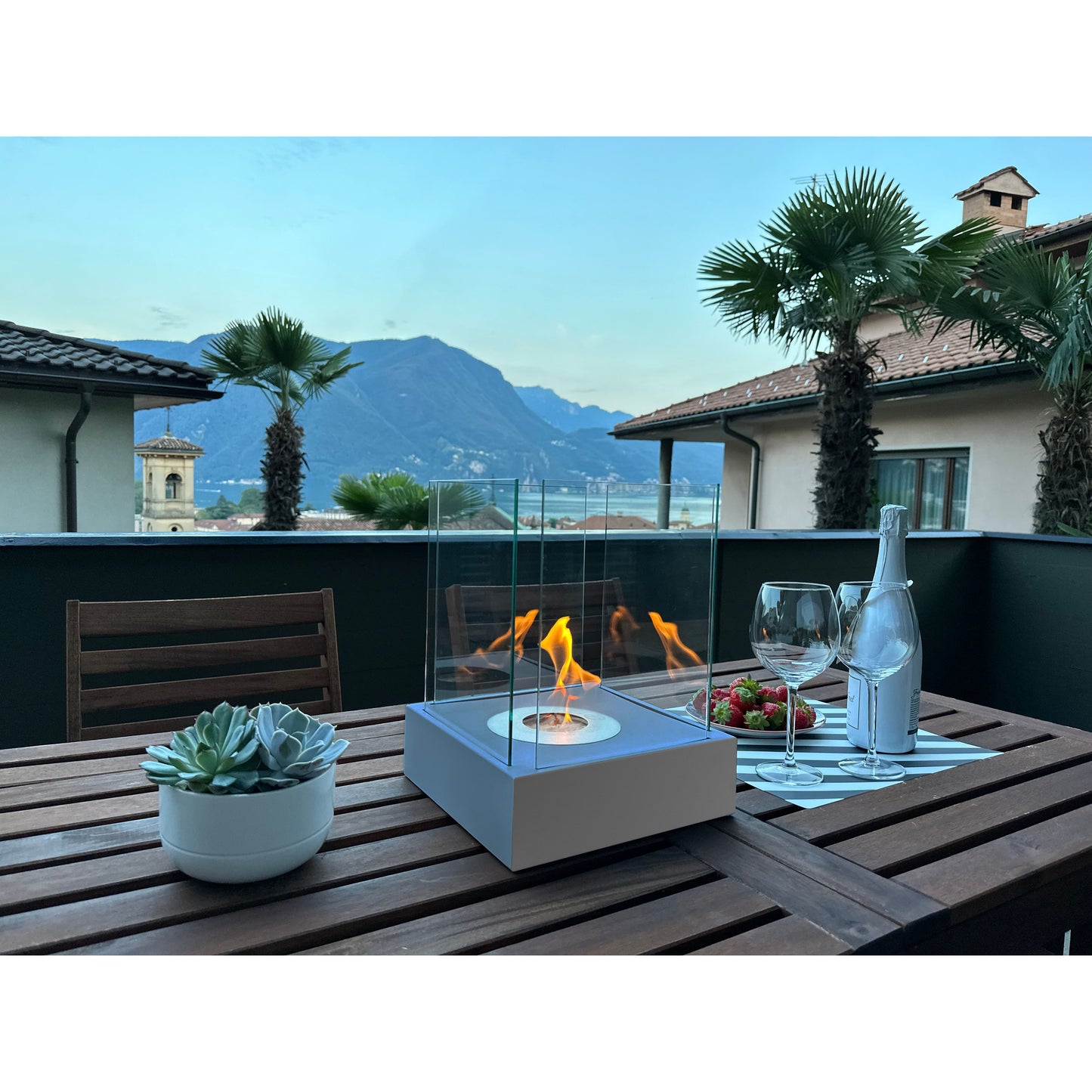 Bio ethanol haard Sunset Garden Mini grijs – compacte sfeerhaard