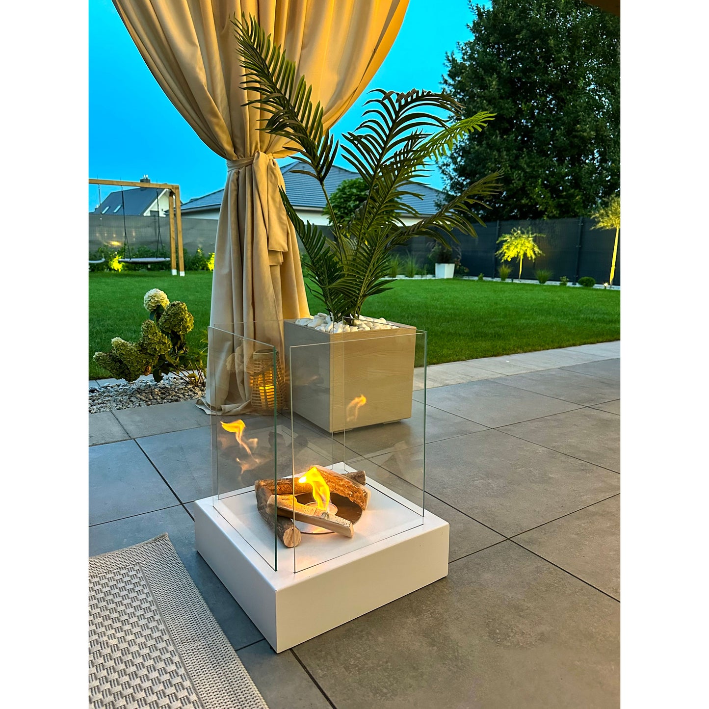 Bio ethanol haard Sunset Garden XXL wit – sfeerhaard voor tuin en terras