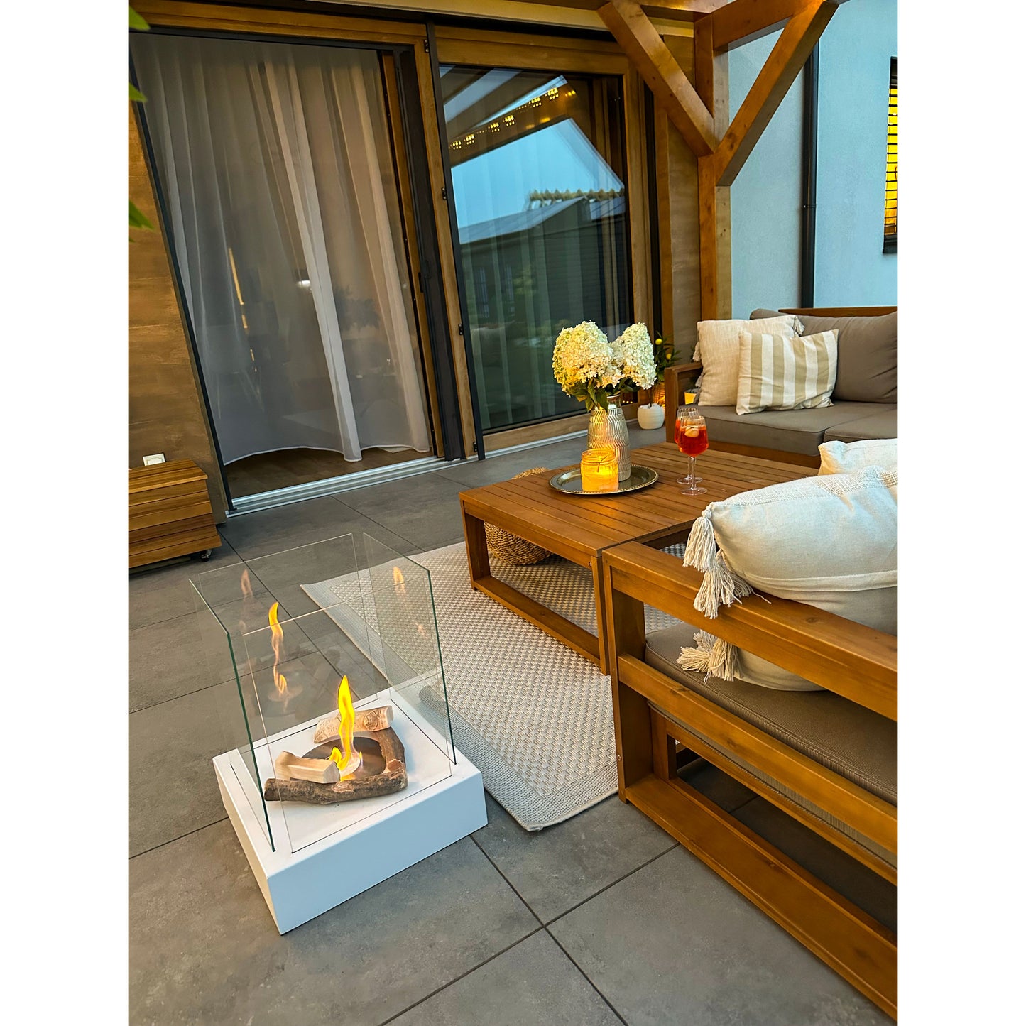 Bio ethanol haard Sunset Garden XXL wit – sfeerhaard voor tuin en terras