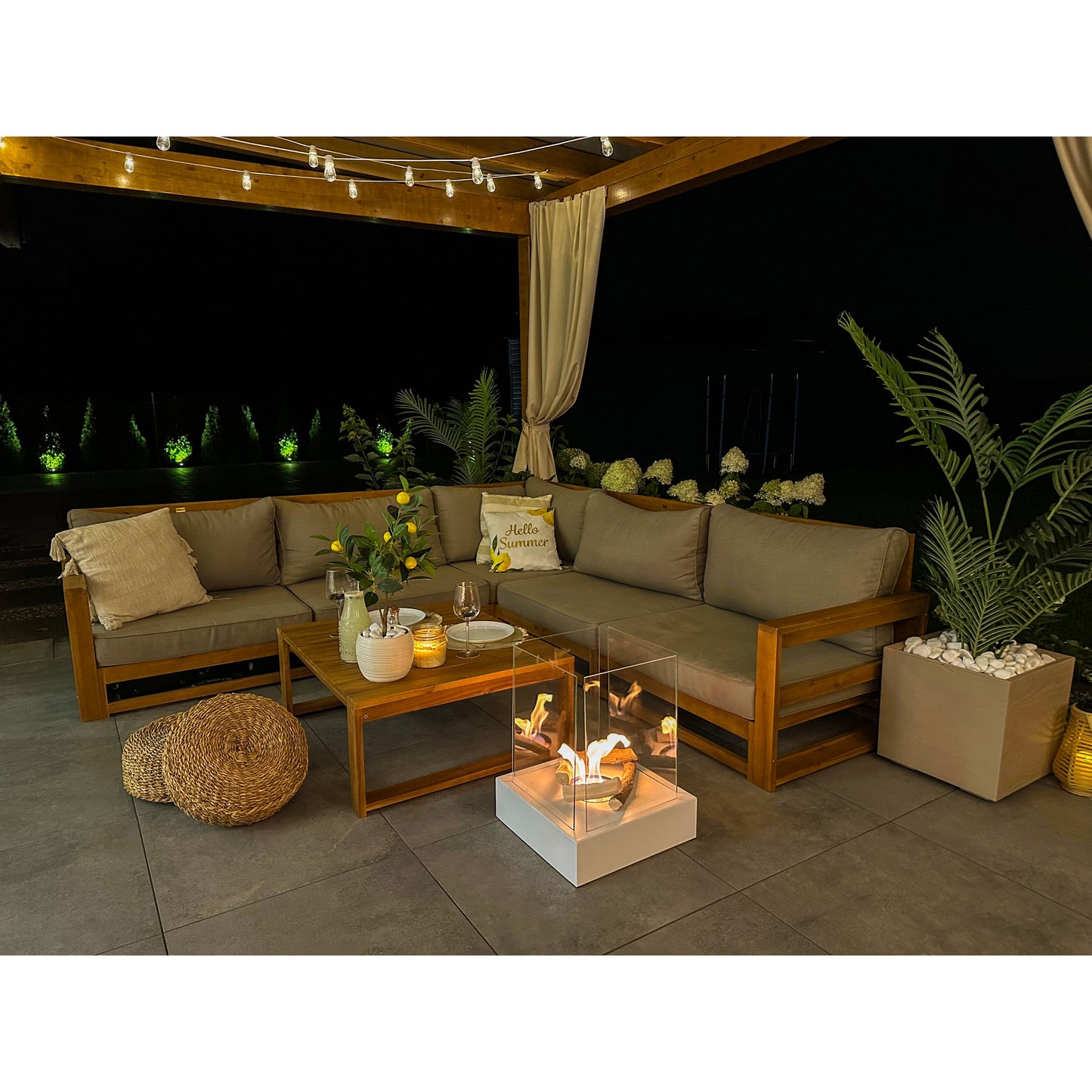 Bio ethanol haard Sunset Garden XXL wit – sfeerhaard voor tuin en terras
