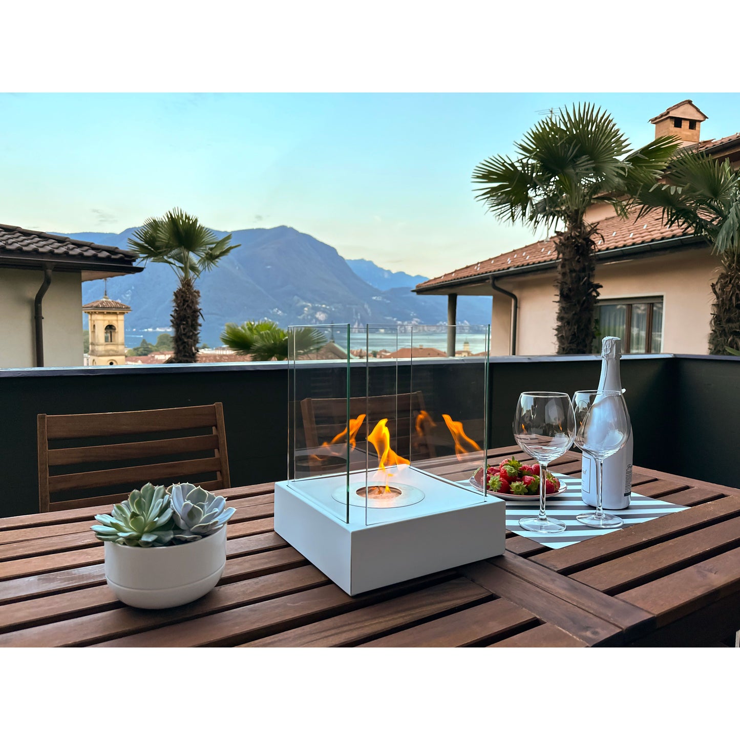 Bio ethanol haard Sunset Garden Mini wit – compacte sfeerhaard