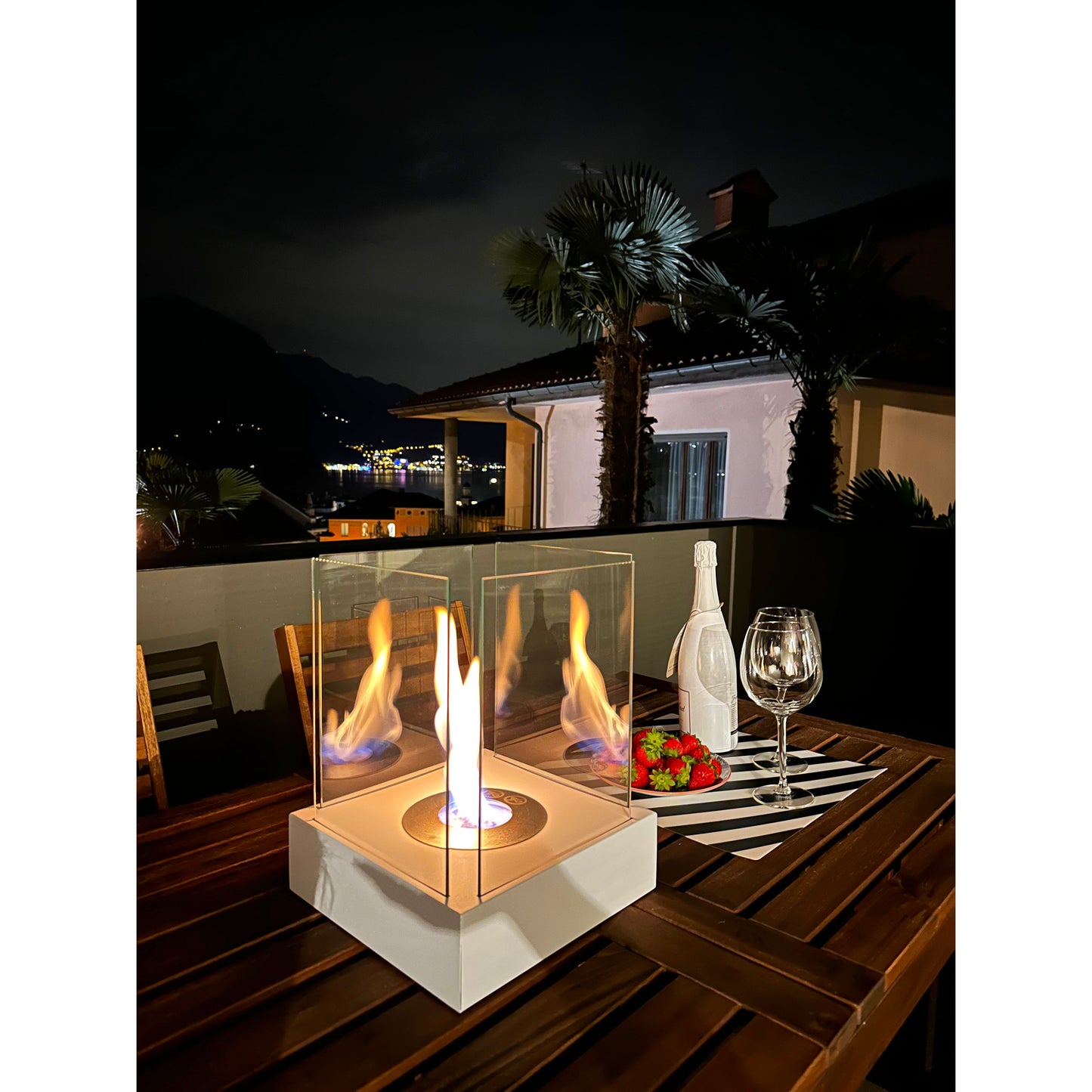 Bio ethanol haard Sunset Garden Mini wit – compacte sfeerhaard