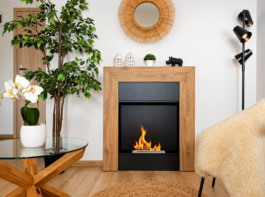 Bio-ethanolhaard Wooden Denver Naturel Eiken – Vrijstaande Schouwhaard 95,4 cm