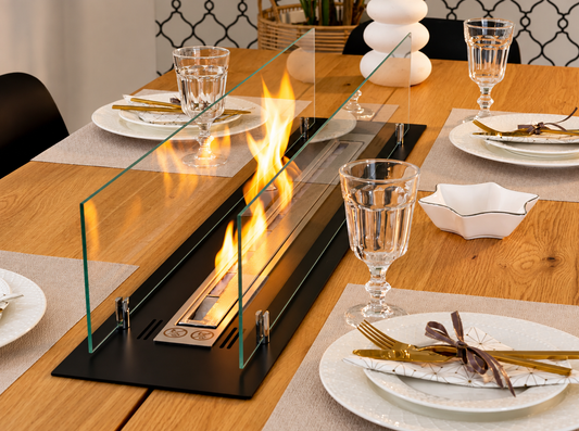 Inbouw bio-ethanol haard 100 cm zwart mat met glas – modern design