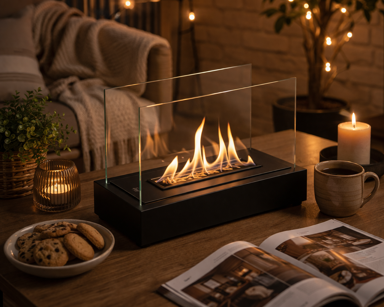 Bio ethanol haard Glow zwart – compacte sfeerhaard
