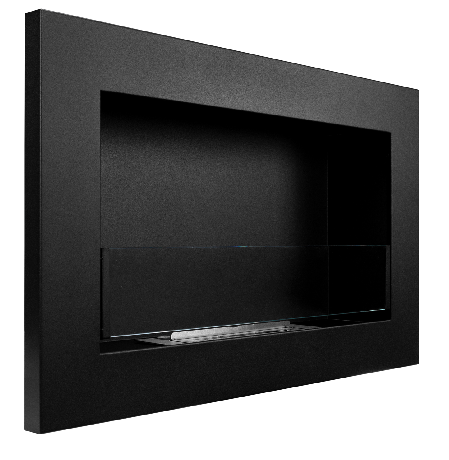 Bio-ethanol wandhaard 65x40 cm Slim zwart mat met glas – moderne sfeerhaard zonder schoorsteen