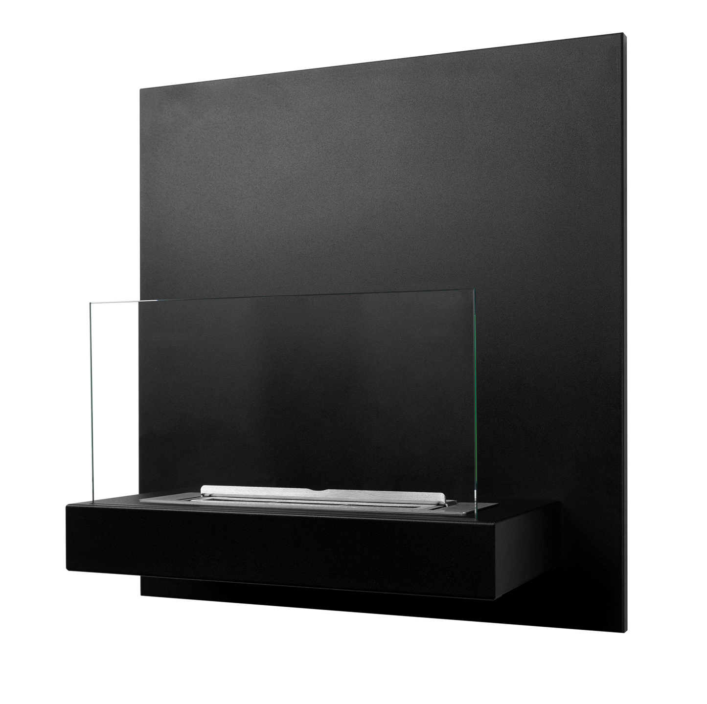 Bio-ethanol wandhaard 45x47 cm zwart mat met glas – compact design